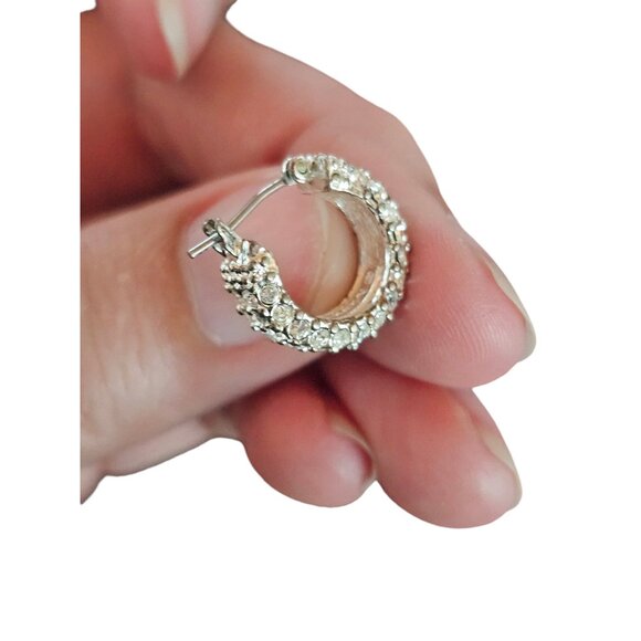 Vintage Monet Crystal Hoop Earring - Picture 5 of 8